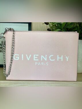 BNWT AUTHENTIC Givenchy clutch bag pink white leather clutch/pouch